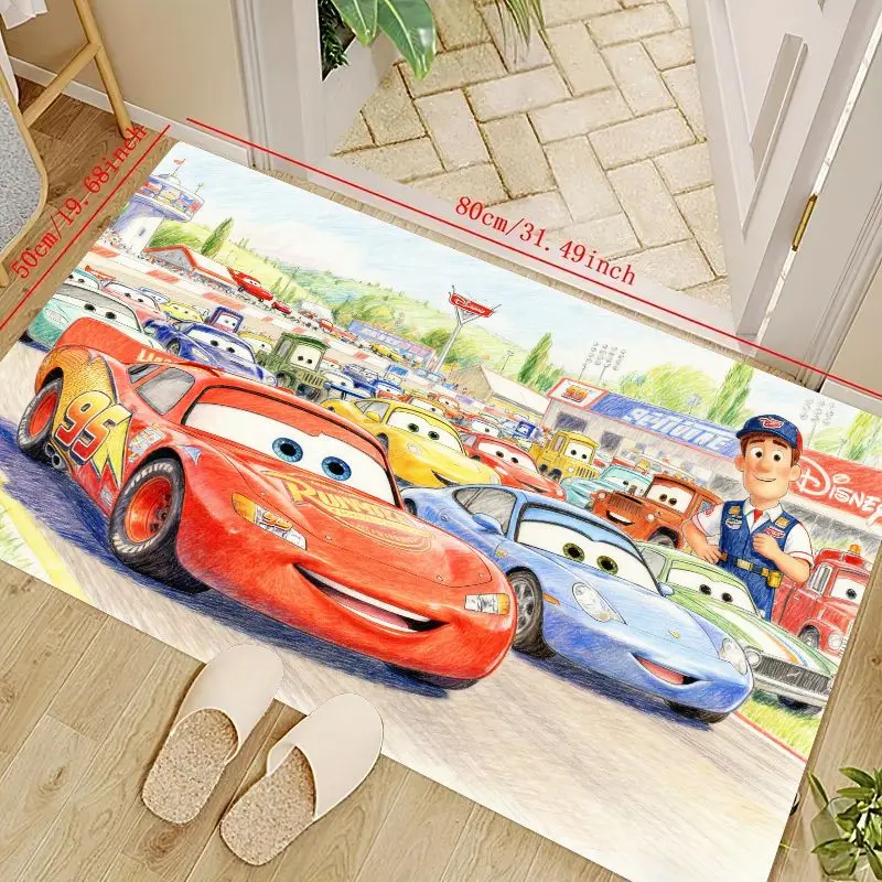 

1 шт., коврик для пола с мультяшными машинками, молния Маккуин, гоночная тема, нескользящий моющийся коврик для детей, спальни, игровой комнаты, гостиной