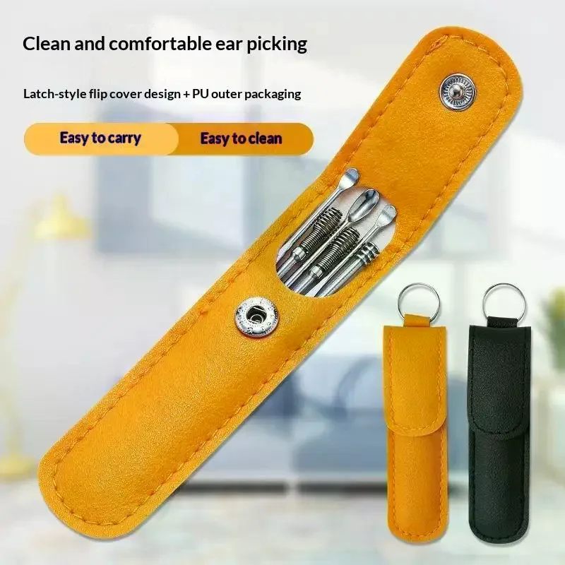 Stainless Steel Ear Cleaner Portable Ear Spoons Spiral Earwax Cleaning Removal Tools Reusable Earpick Beauty Accessory 6Pcs/Set