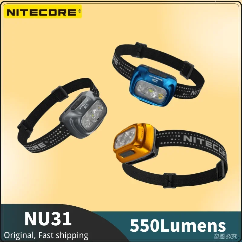 Original NITECORE NU31 USB-C Rechargeable Running Headlamp Triple Output 550Lumens Built in battery