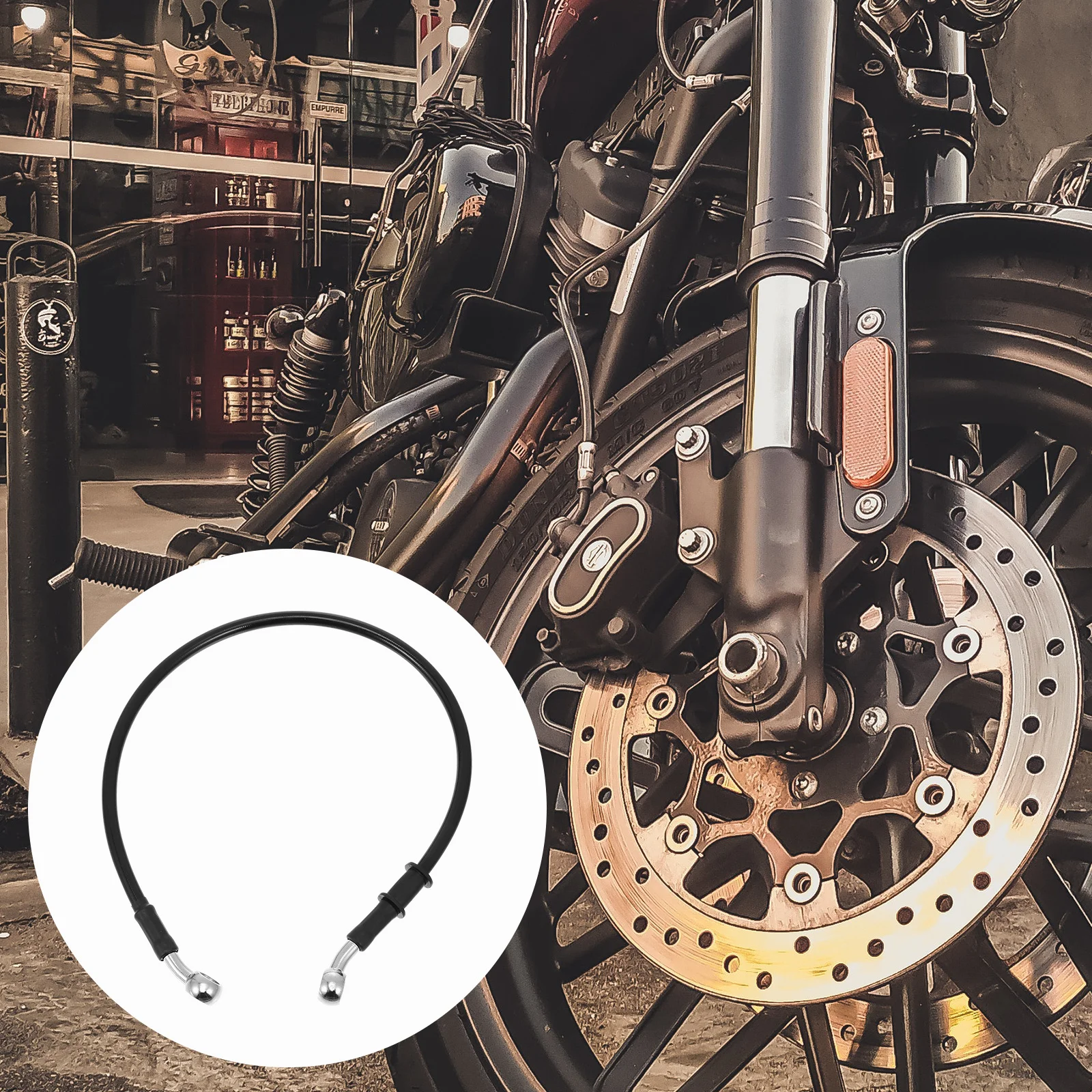 

1pc Motorcycle Premium Nylon Iron Racing Bike Brake Wire Durable Hydraulic Line For Racing Bike Motorbike Black Brake Fitting