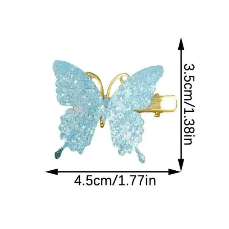 Glitzernde Schmetterlings-Haarspangen, rutschfestes Design, ideal für kleine Mädchen, alltägliches Tragen, Geburtstagsfeiern. – Detail 4