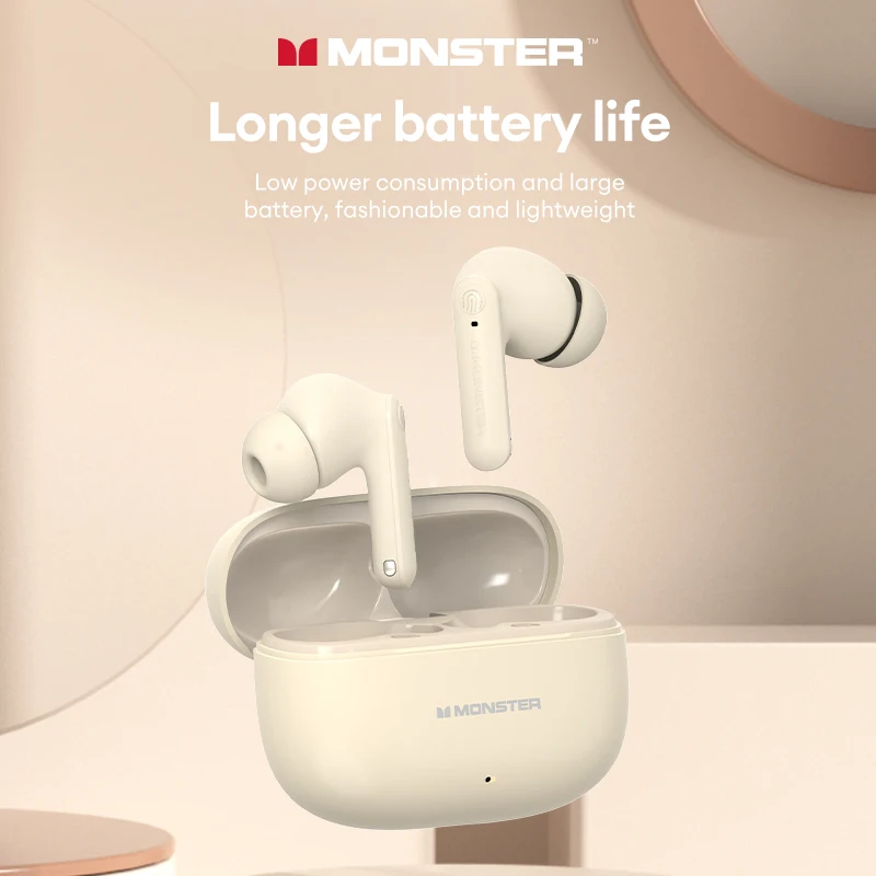 Monster XKT27 auriculares Bluetooth V5.4 Larga modo de reposo auriculares inalámbricos con sonido HIFI reducción de ruido inteligente auriculares de llamada HD