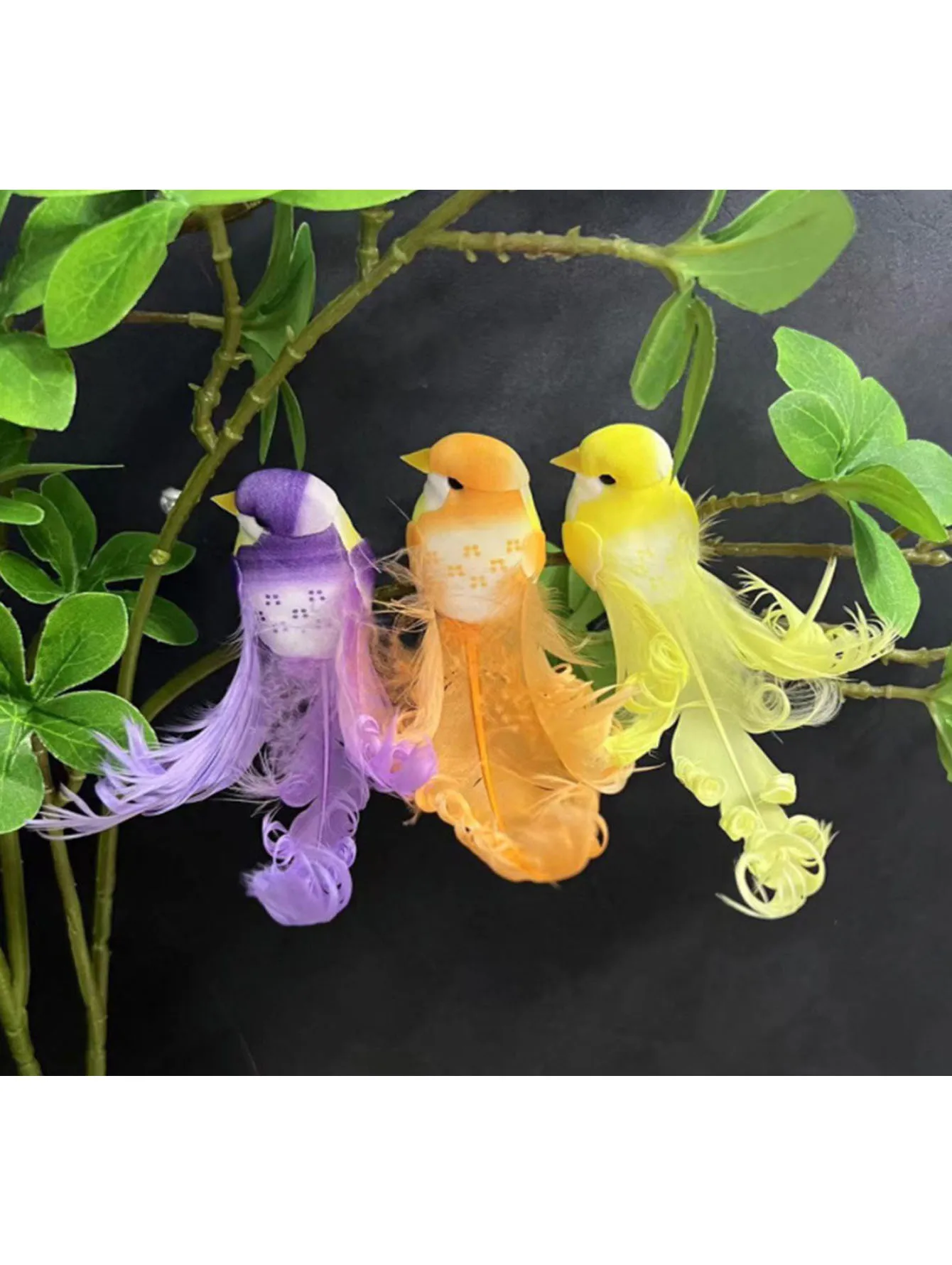 5 Random-Color Artificial Long-Tailed Bird Feathers, Realistic Simulation, Ideal for Home, Garden, Room and Holiday Decor.