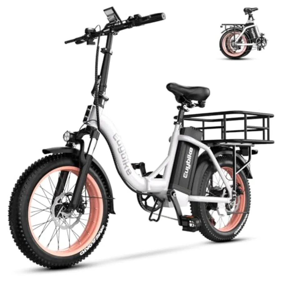 

Adult folding electric bike with 1000W motor, 48V 20Ah battery 80-mile range,20-inch fat tires, front suspension, 7-speed, step