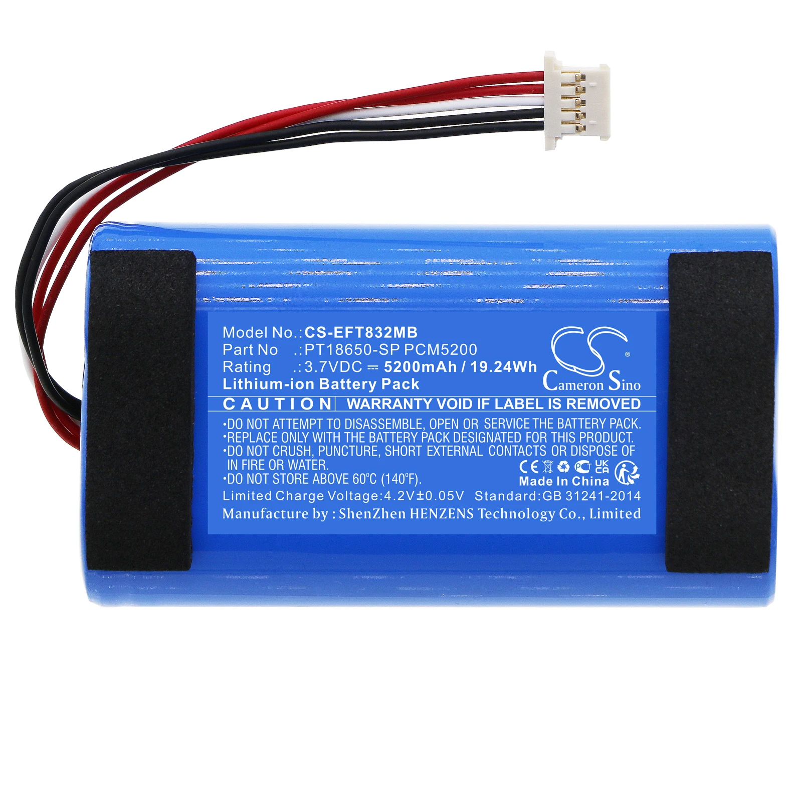 Replacement 3.7V 5200mAh BabyPhone Battery PT18650-SP PCM5200 for Eufy Spaceview Pro baby cam T8321-M Monitor 720P