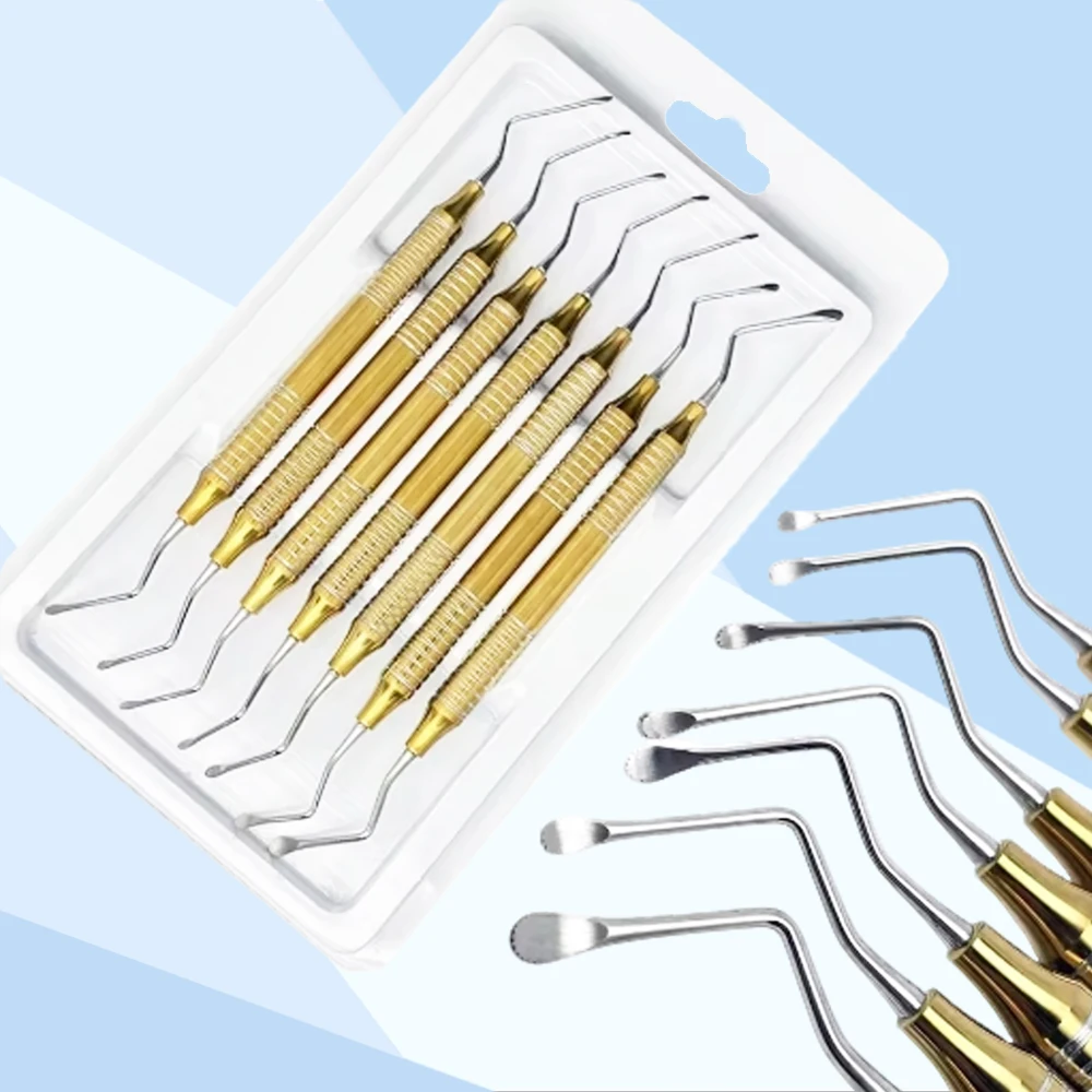 

7Pcs Dental Curette Set Double End Jagged Curettes for Teeth Cleaning Excavation Restorative and Implant Dentistry Tools