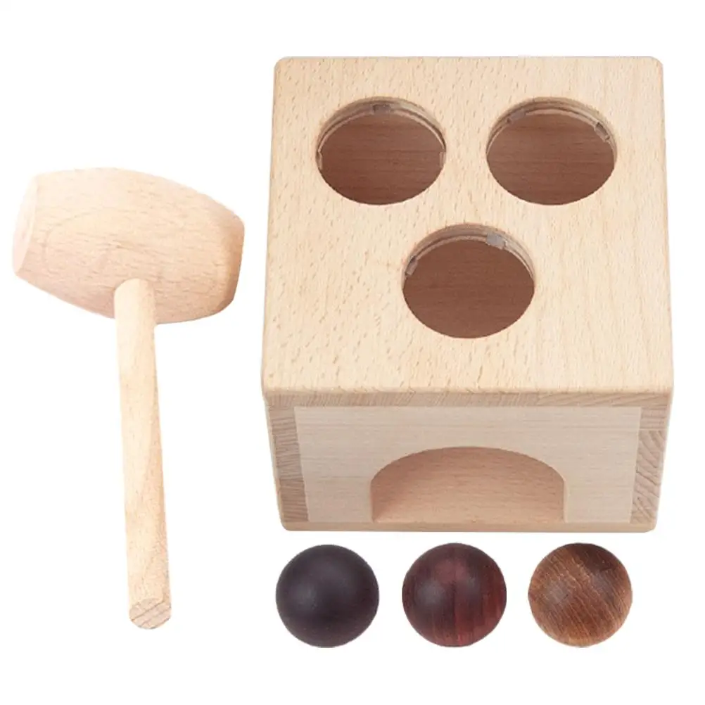 

Wooden Ball Toy Kids Hand Eye Coordination Educational Cognition Training Gifts Ball Drop Hammer Beat Toys