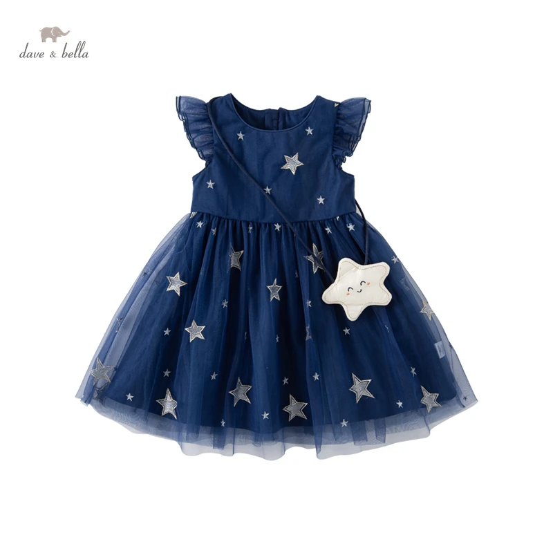 Dave Bella Summer Baby Girls Mesh princess Dress Fashion Party Dress Kids Girl Infant Lolita Star Ruffle Dress DB2235492