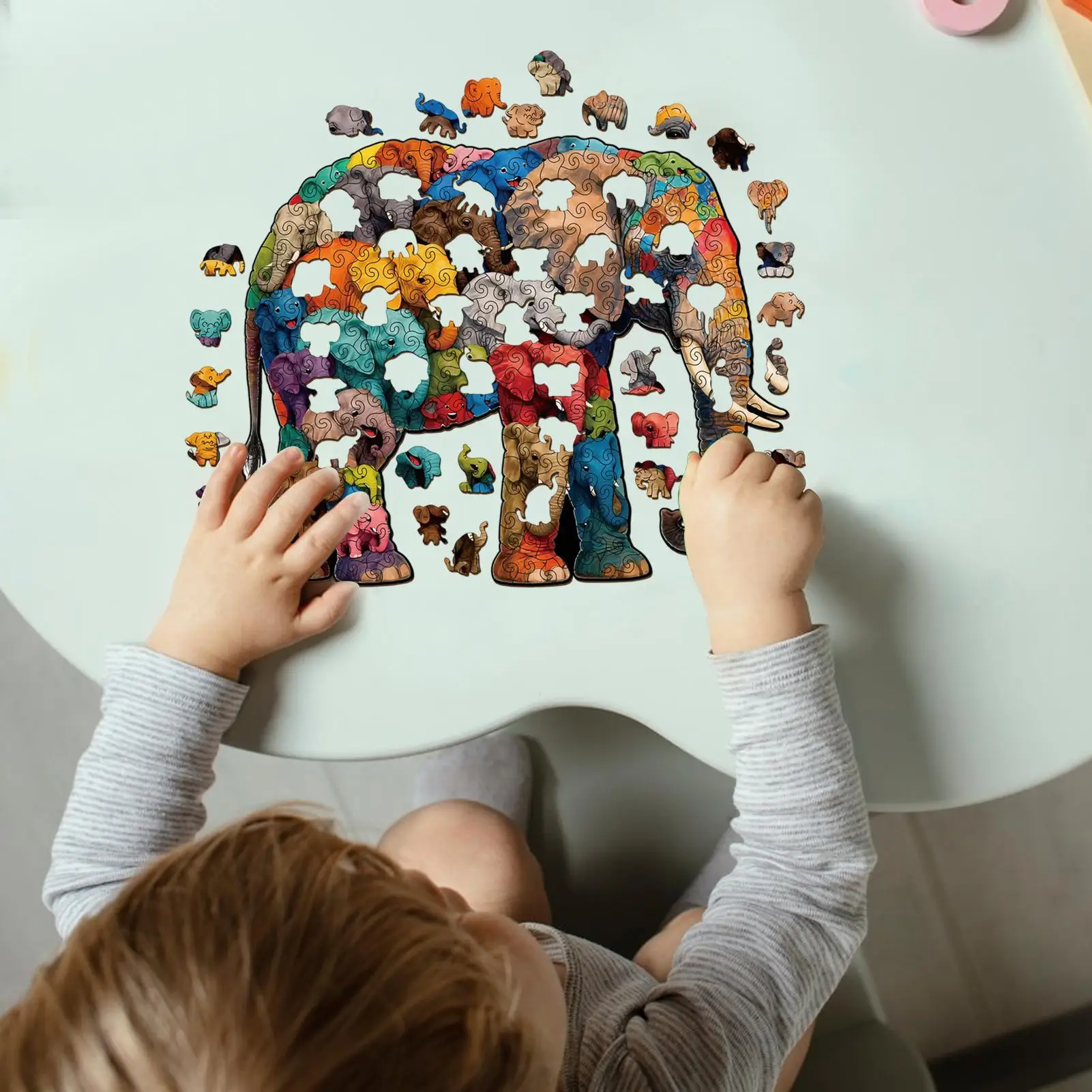 Legpuzzels 218-delig Diervormig Uitdagend spel Olifant Houten puzzels voor volwassenen voor kinderen Familie Thuis School Kantoor