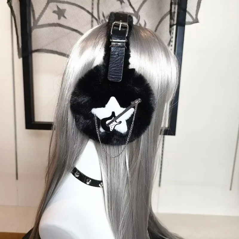 الأصلي الشتاء الفرقة ستار دي لي نمط الأذن يفشل سلسلة داكنة ثقافة فرعية الشرير غطاء للأذنين لطيف الدافئة أفخم واقيات الأذن لفصل الشتاء