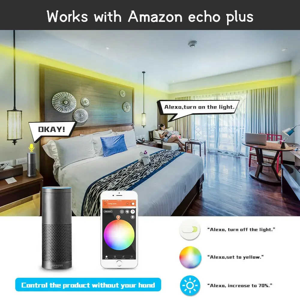 ZIGBEE-Bande lumineuse LED pour SmartThings Echo Plus, 5M, 10M, 15M, 20M DC24V, ZIGBEE 3.0, Contrôleur Intelligent 5050, 5 en 1, RGBCCT RGB + W +