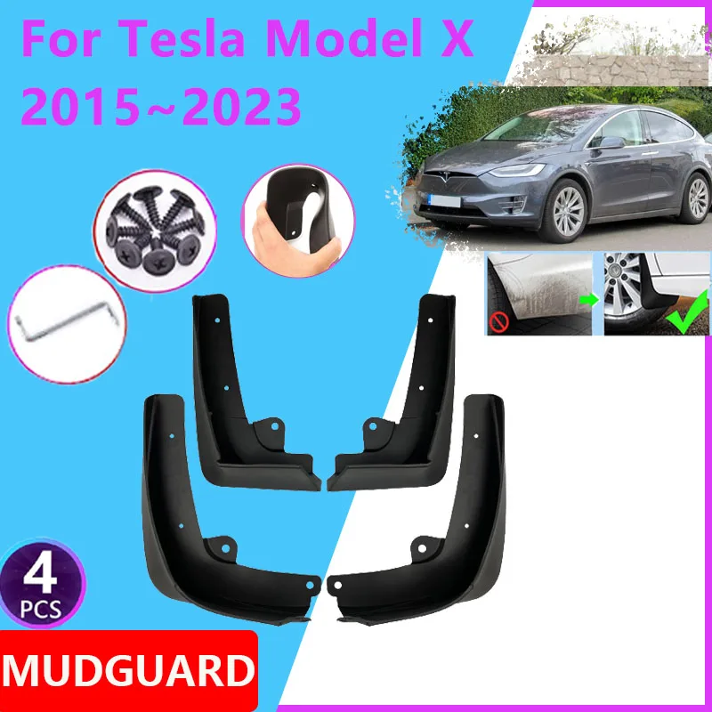 

For Tesla Model X 2015~2023 2017 2018 2020 2022 Auto Fender Front Rear Mudguard Mud Flaps Guard Flap Anti-splash Car Accessories