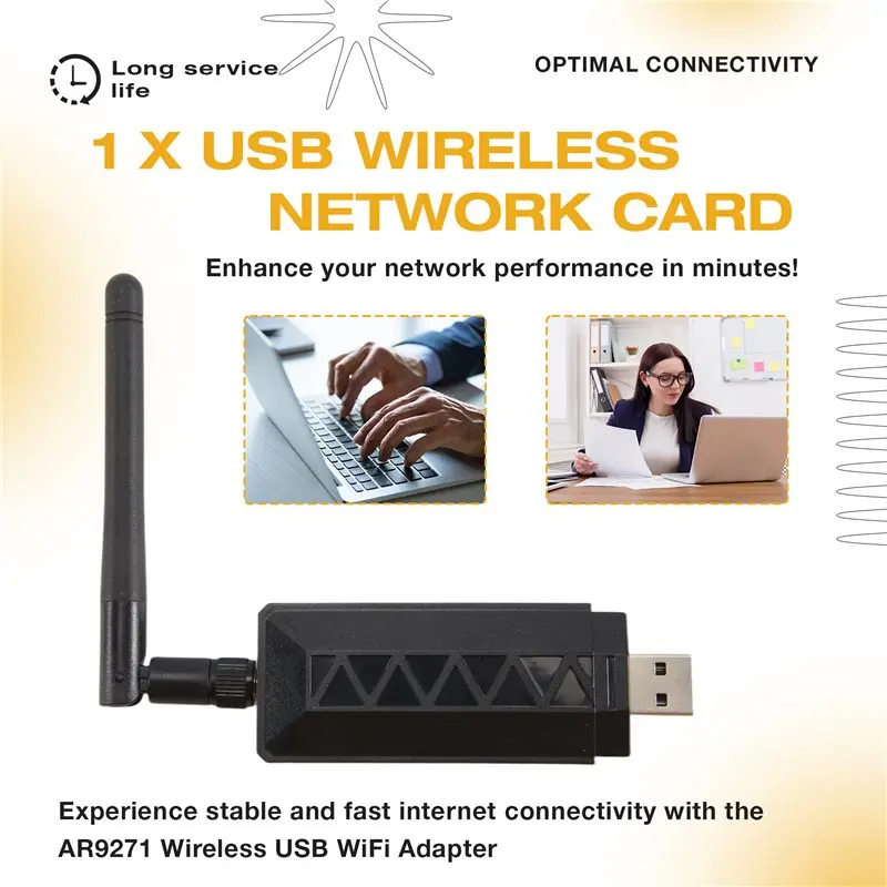 Portable AR9271 Wireless USB Wifi Adapter 2.4G/150Mbps For Linux, Kali, Ubuntu,For Raspberry Pi, PC, Laptop Network Enhancement