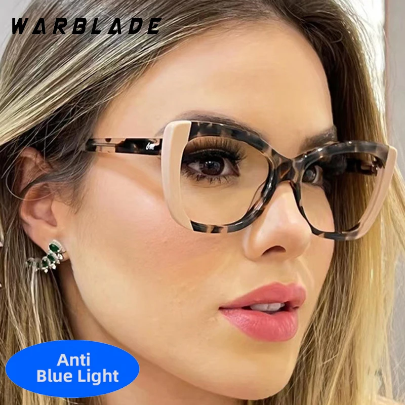

Vintage Brand Big Frame TR90 Cat Eye Women Glasses Anti-blue Men Computer Game Eye Protection Optical Eyeglasses Female Lentes