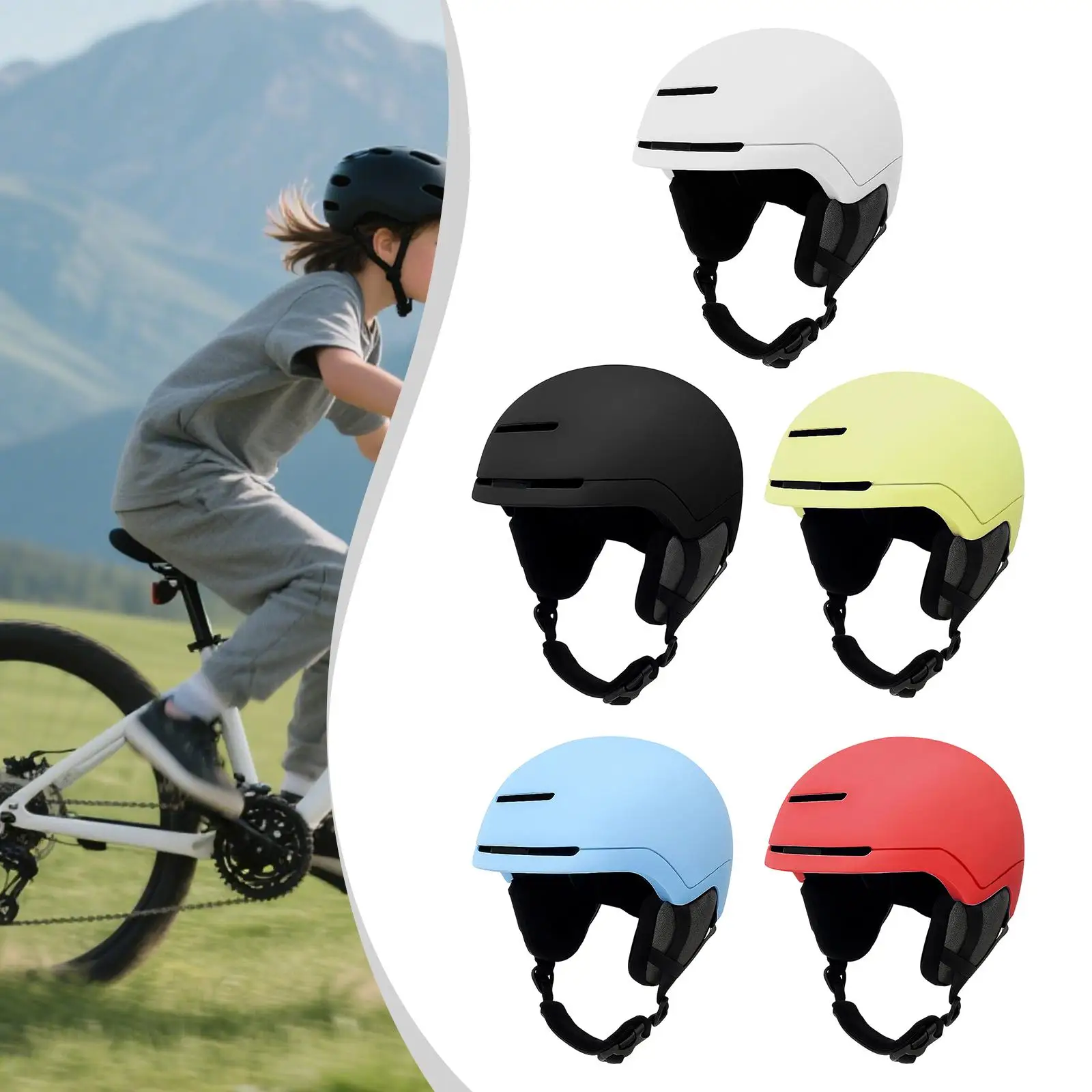 

Шлем для катания на лыжах, портативный, дышащий, с регулируемым ремешком для подбородка, велосипедный шлем с очками для скалолазания, зимних видов спорта, горных и дорожных видов спорта