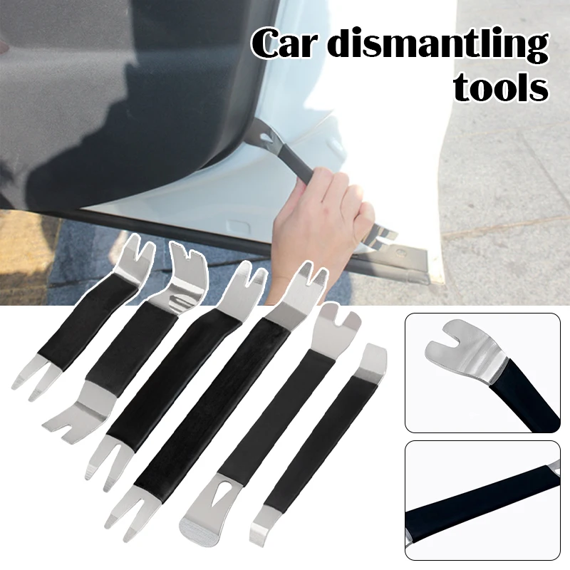 

6 PCS Portable Auto Door Clip Trim Removal Tools Kits Car Dashboard Audio Radio Panel Repair Metal Removal Pry Disassembly Tools