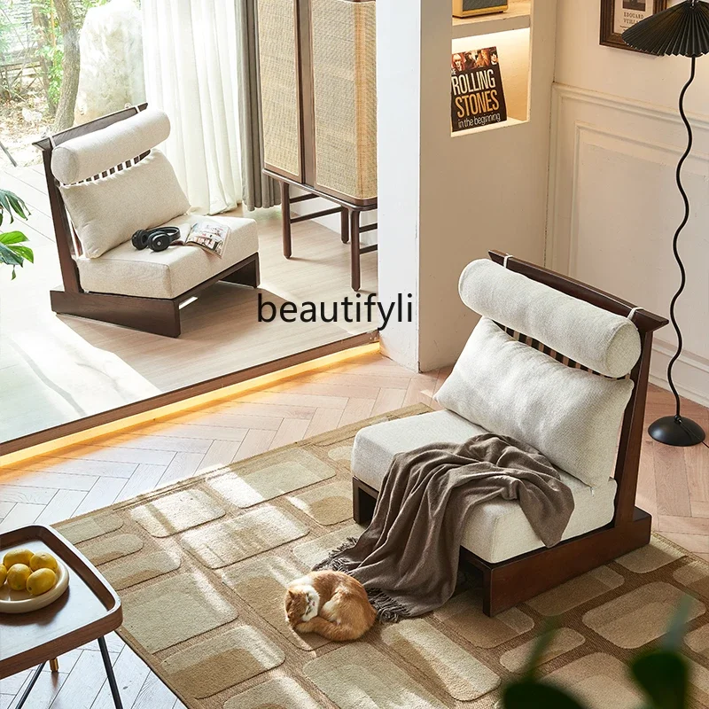 A15 Qiji ريترو واحد الصلبة الخشب أريكة الترفيه كرسي غرفة المعيشة المنزلي مصمم كسول بسيط الحديثة شقة صغيرة #3