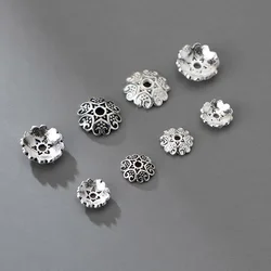 2pcs/lot 925 Sterling Silver Classic Hollow Flower Bead Caps 6mm 8mm Decoration Handmade Silver End Cap Receptacle DIY Jewelrys
