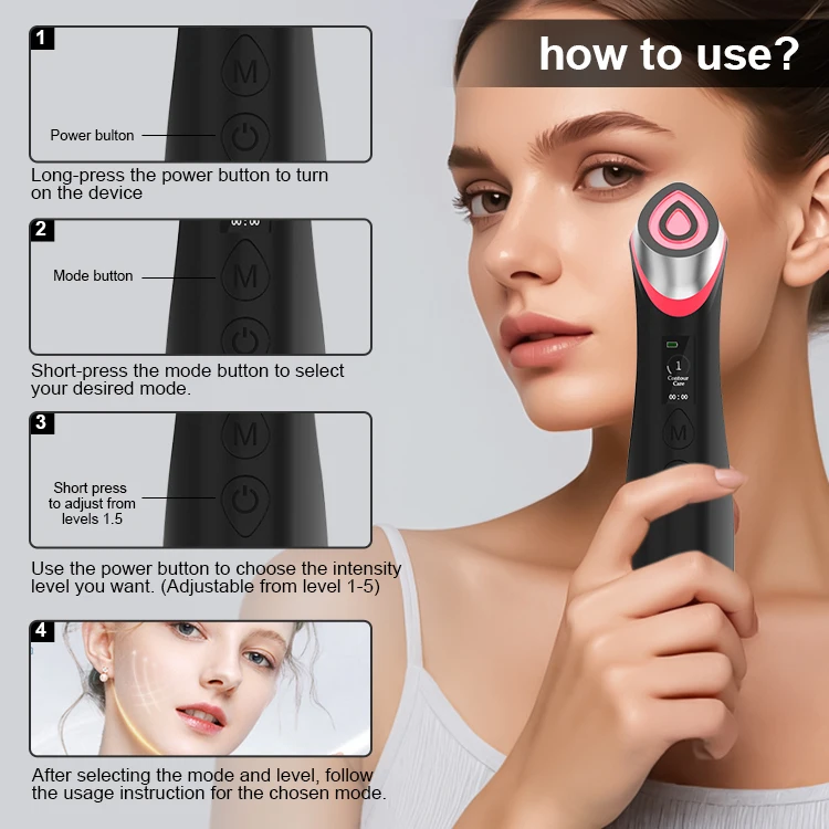 Wholesales Hot Selling Home Use Multi-functional Light Therapy Beauty Device for Face Neck with EMS Vibration Age-R Booster