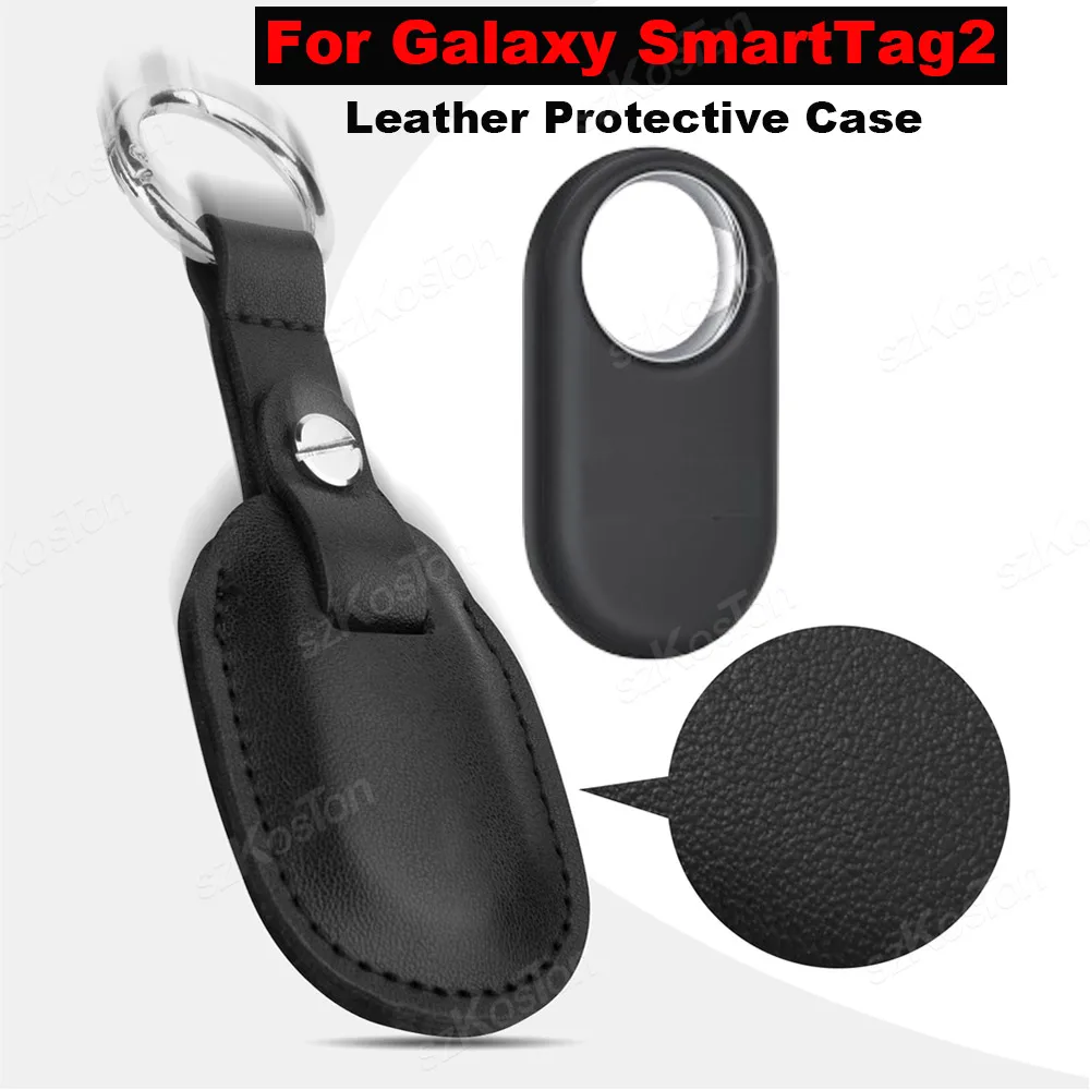 

Leather Protective Case for Galaxy SmartTag2 Anti-lost Anti-Scratch Cover Holder for Smart Tag 2 Accessories with Keychain
