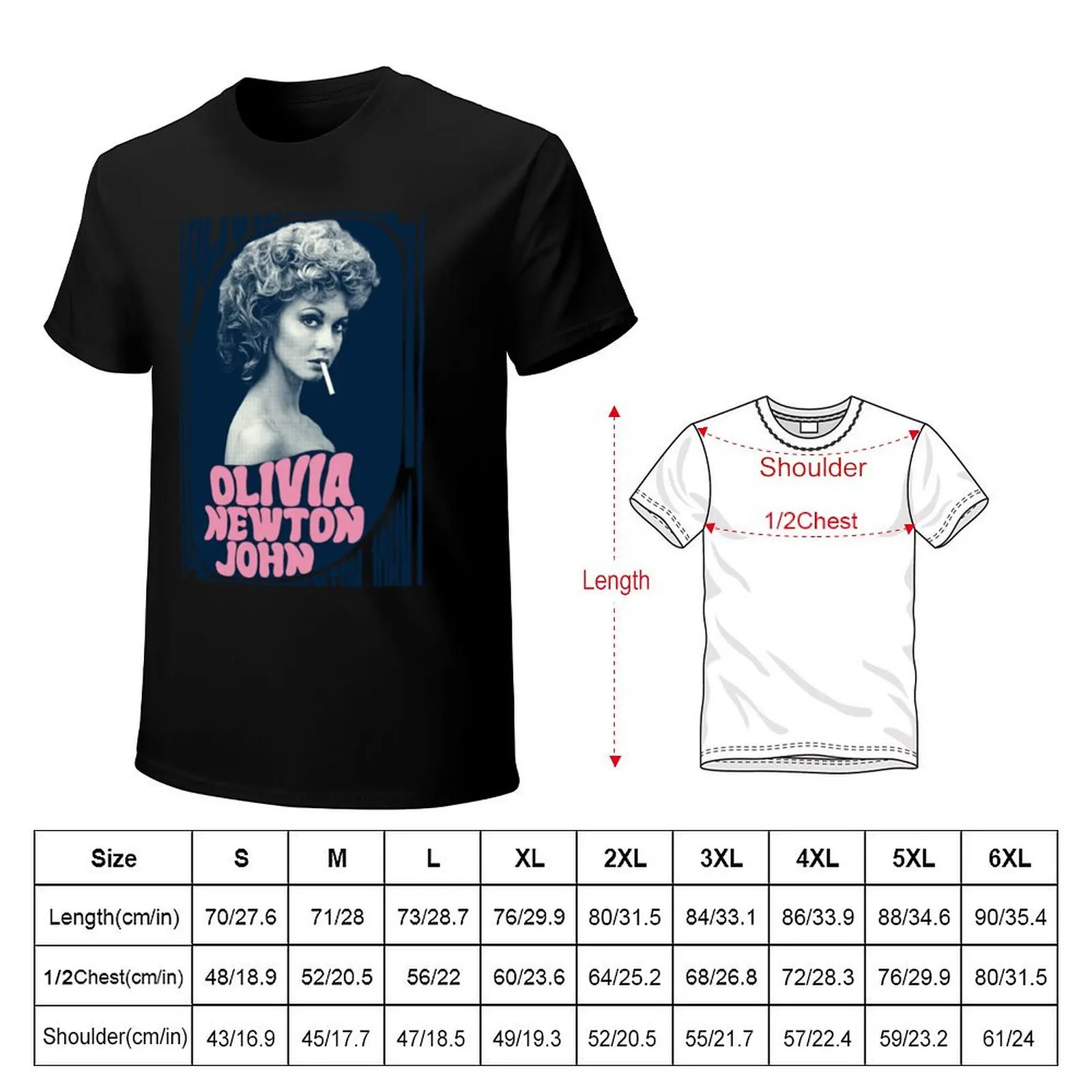 Olivia Newton John Sandy Dee Grease Vintage Style Design Fan Art Design T-Shirt Basic Simple Design Short Sleeve Shirt