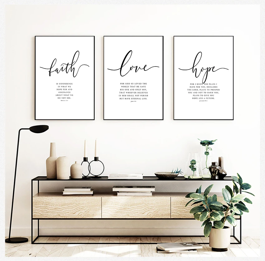 art Print Christian Quotes Canvas Painting Living Room Posters on the Wall Bible Verse Poster and Prints Faith Hope Love Wall