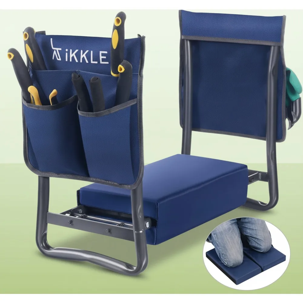 

Heavy Duty Garden Kneeler Seat Stool - Thick Soft Pad, Foldable Bench with Tool Pouches - Perfect for Seniors & Gardening Gifts