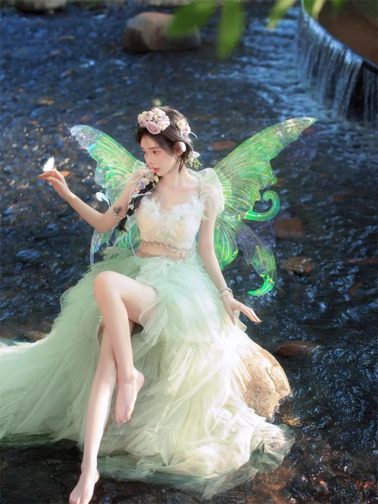 System leśny Suchy Anioł Elf Dziewczyna Fotografia Moda Outdoor Podróże Wędrówki Odzież Sportowa Dzika Wróżka T