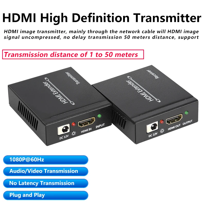 FOR HDMI Network Extender 50 meters Audio Video to Network Cable RJ45 Network Port Transceiver Signal Amplifier Transmitter Pair