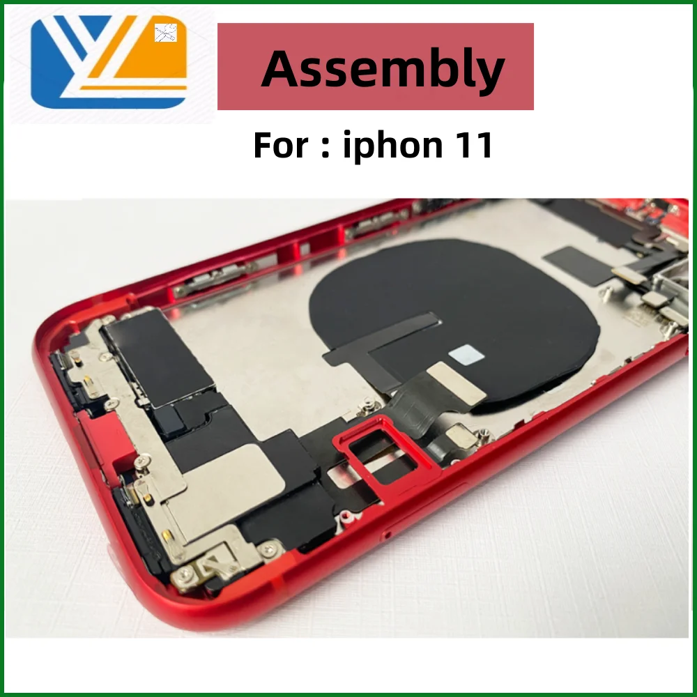 For iPhone 11 Housing Battery Back Cover Mid Case SIM Card Tray Side Key Assembly Soft Case Cable Installation+Tool+trumpet+Wifi