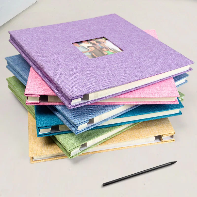 E2 Linen Front Window Scrapbook 18 Inch 20 Sheets 40 Pages DIY Self-Adhesive Photo Album Large Family Wedding DIY Memory Book