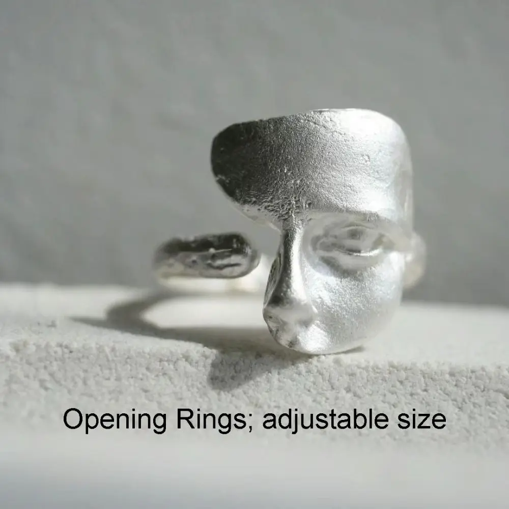 Anel criativo de rosto mascarado, cor dourada e prateada, estilo gótico, máscara de luxo, anel de abertura, anéis de dedo da moda para homens e mulheres, joias