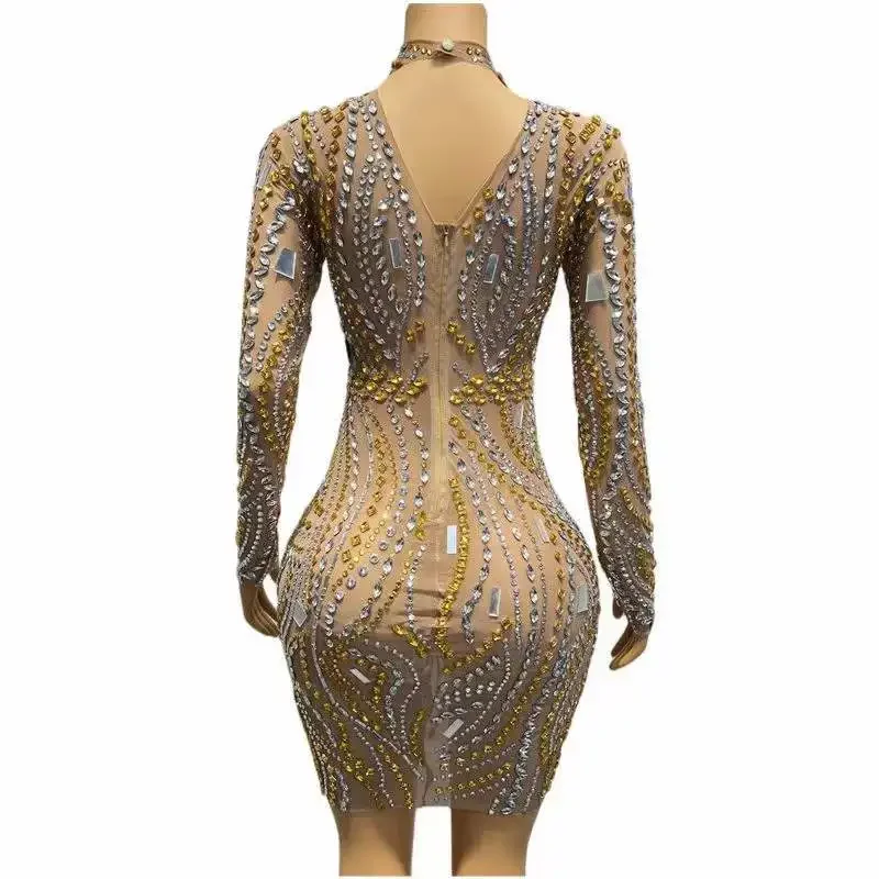 Stunning 2023 New Women Dress Short Crystals Drag Queen Outfit Birthday Stage Performance Costume Celebrate Festival Show