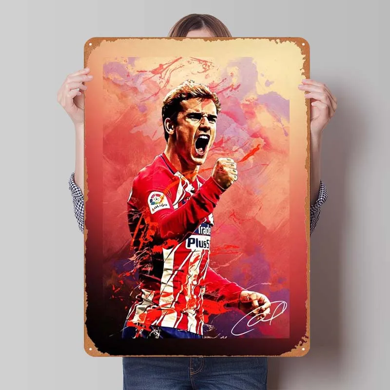 Antoine Griezmann Metal Poster Soccer Sports Tinplate Signs Room Decoration Gaming Custom Metal Sign for Wall Art Decoration