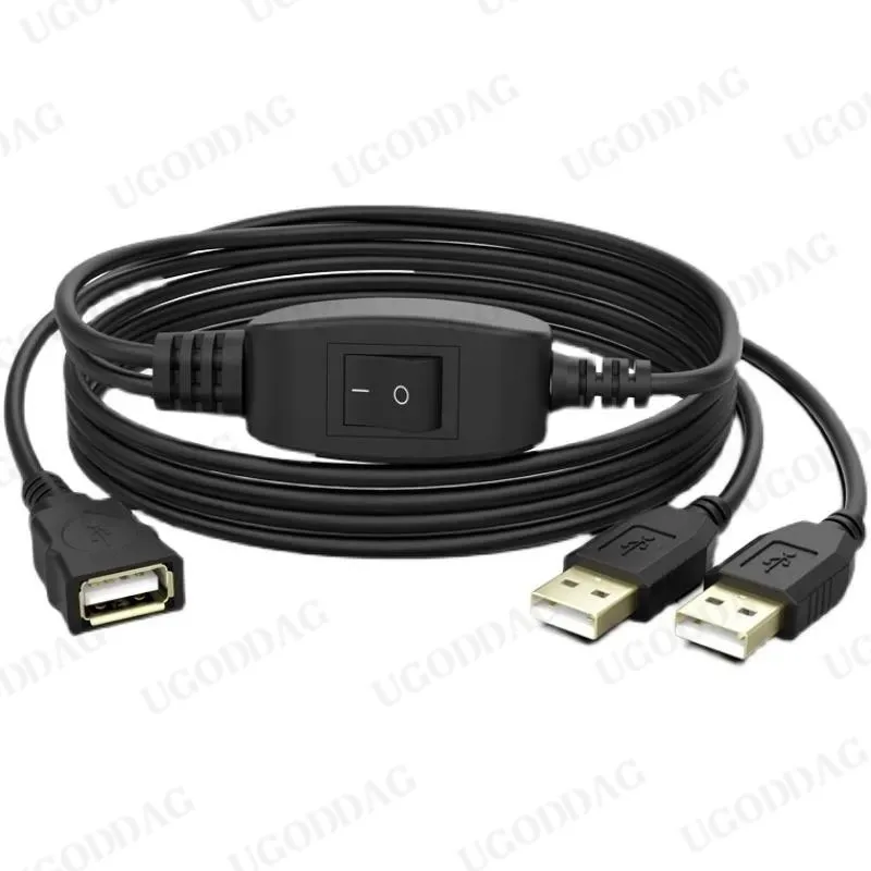 2m USB Spliter 2.0 Type A Female to Dual USB 2.0 Type A Male With Switch Y Splitter Data Cable Foil+Braided Shielded For Printer