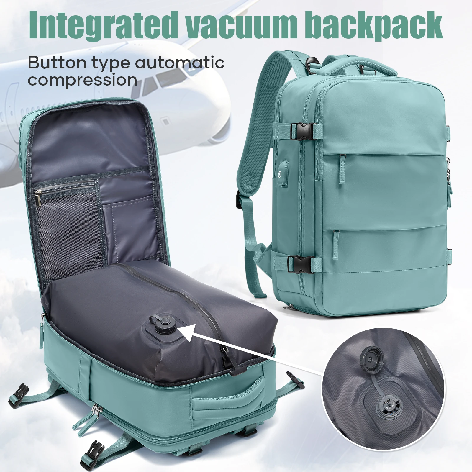 

Интегрированный вакуумный компрессионный рюкзак Ryanair 40x30x20, дорожный рюкзак для ручной клади, рюкзак-сумка для путешествий, мужской рюкзак для ноутбука