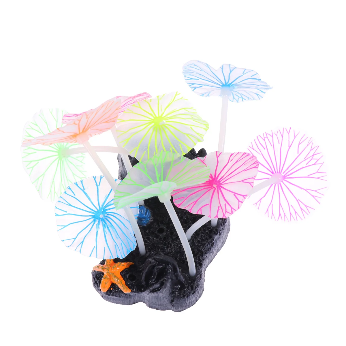 

Creative Silicone Luminous Aquarium Lotus Leaf Simulation Fish Tank Decoration Artificial Plants for Fish Tank
