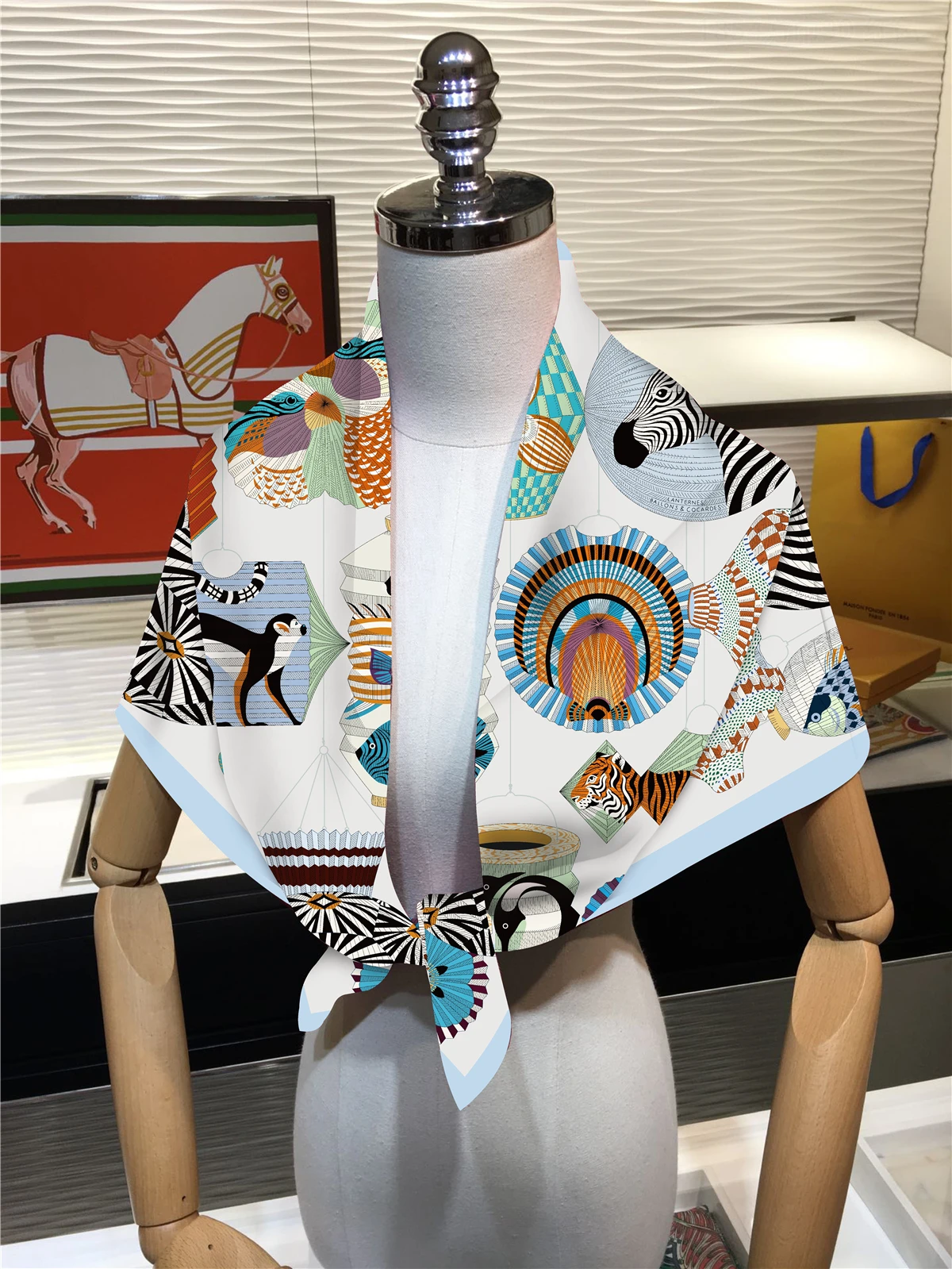 90 cm Böhmischen Stil Twill Seide Schal Schal 2024 Marke Platz Schal Frauen Hijab Luxus Bandana Foulard Halstuch Kopf schals – Detail 26