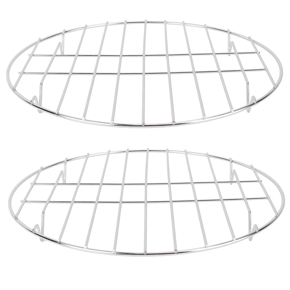 

2Pcs Stainless Steel Round Barbecue Grill Rack Outdoor Bbq Stand Non-Stick Meat Fish Cooking Accessory