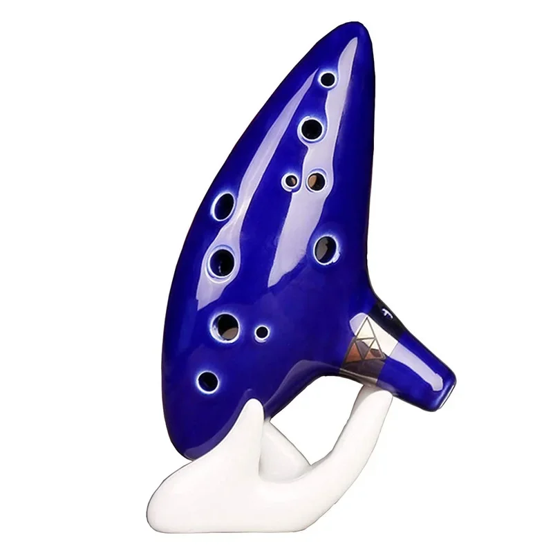 One Set 12 Hole Legend Of Ocarina Ceramic Alto C Tone Piccolo Orff Music Instrument For Zelda Fans With Accessories Dark Blue