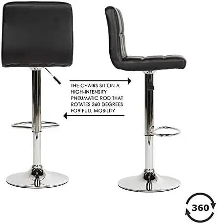 Altura ajustável Cadeira giratória com costas, PU Couro, Bar Stool, Barstools, Counter Barstools Set, Kitchen Counter, BestOffice