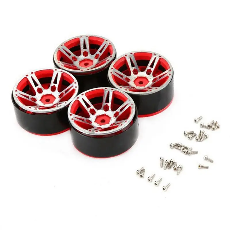 CYGJ-4 Pcs For TRX4 Axial SCX10 90046 D90 Simulates Climbing Car Replacement Parts 1.9-Inch Weighted Metal Tire Lock Wheel Hub ,