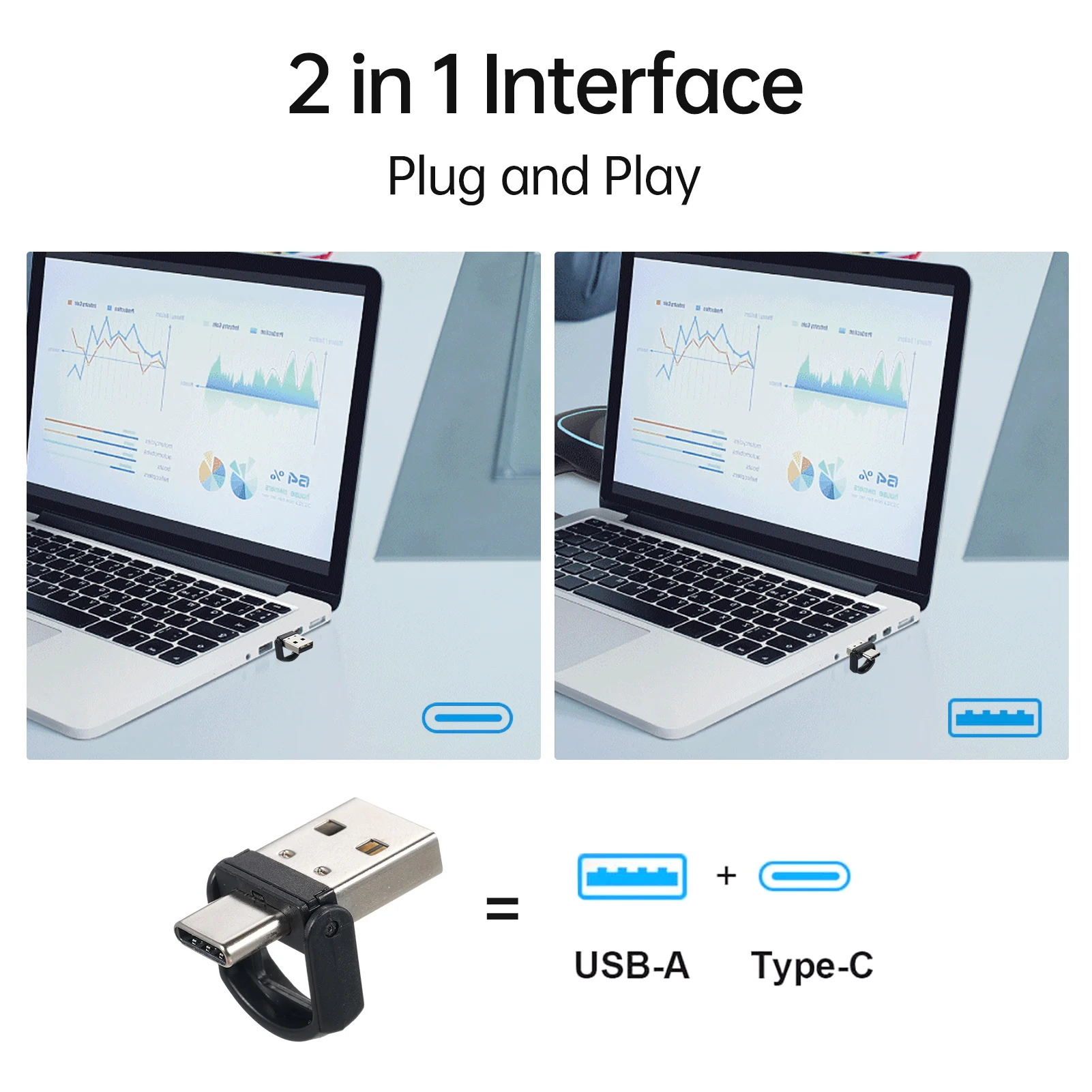 Bisofice Laser Presentation Pointer for PowerPoint PPT Clicker w/ USB/Type C Dual Head Receiver Wireless Rechargeable Clicker