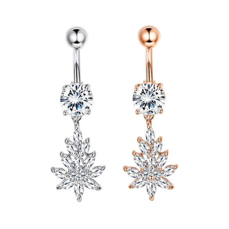 1Pc Sparkling Zirconia Inverted Drop Pendant Bow Belly Button Nail Stainless Steel Sexy Navel Ring Piercing Jewelry image 4