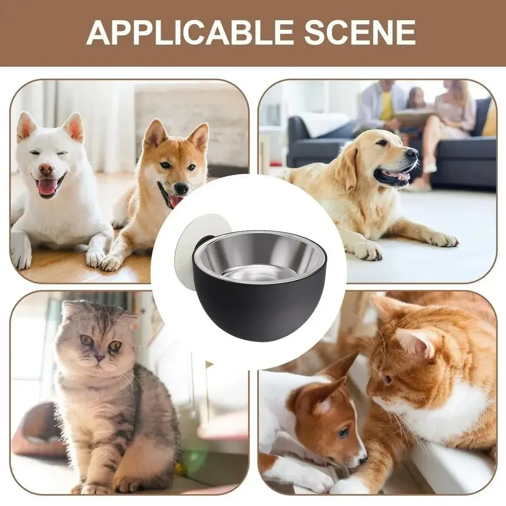 1 Pcs Magnetic Wall Mount Stainless Steel Dog Bowls Anti Spill Pet Food Dishes Elevated Cat Bowl Dishwasher Safe Rustproof view 5