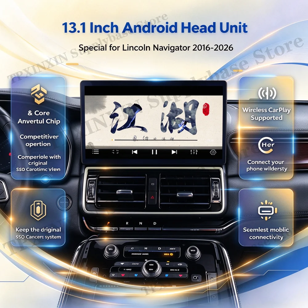 Touch Screen Car Head Unit For Lincoln Navigator 2016~2026 GPS Stereo Multimedia Radio Navi Audio Unit With Carplay Android Auto