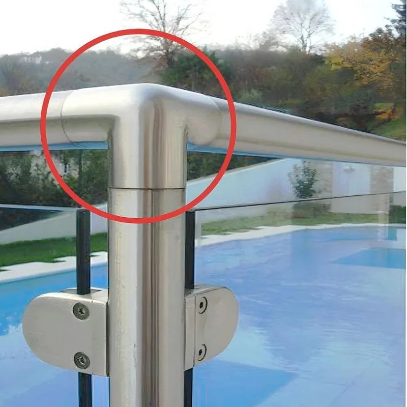 316 Stainless Steel 3-Way Handrail Tee Connector, 90 Degree Elbow Tube Fitting for Stair Deck Balcony Railing