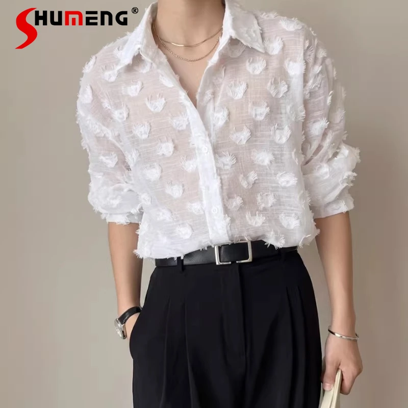 

Мужские летние новинки 2026: Элитные рубашки с бахромой, полупрозрачные солнцезащитные топы, легкие люксовые дышащие рубашки с вырезами