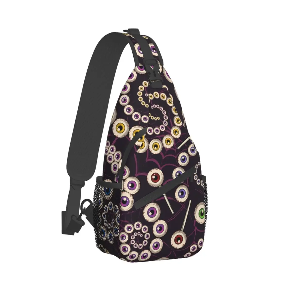 Psychedelic Pattern Crossbody Bag Sports Eyeballs Web Fractal Ornament Chest Bag Unisex Man Shoulder Backpacks