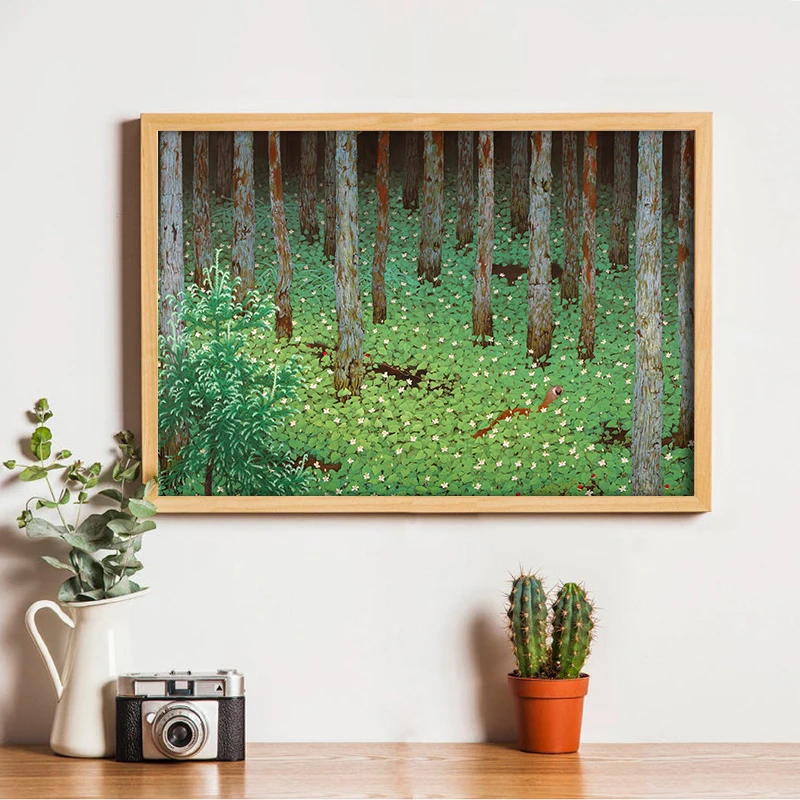 Mori (Forest) 1928 by Katayama Bokuyo Fine Art Print Vintage Fantasy Forest Painting Canvas Poster Tree and Nature Wall Pictures